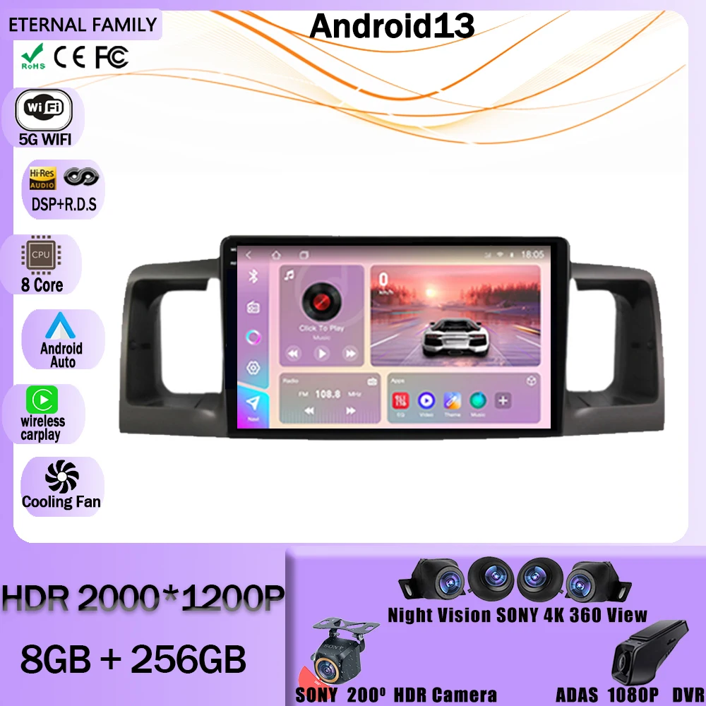 

Автомагнитола для Toyota Corolla E120 e 120 BYD F3 2007-2011 DSP IPS Android 13 WIFI мультимедийный видеоплеер Carplay стерео 2Din