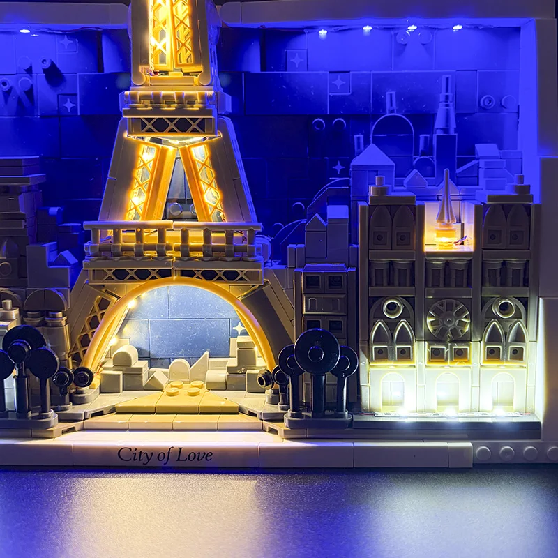 Illuminated LED Lighting Kit for Paris City Architectural Display (Model Bricks Not Included)