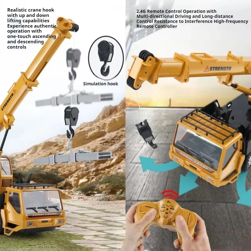 1:24 Rc Crane Truck Transportation Engineering Vehicle 8ch Oversize Simulate Car Boy Model Outdoor Toy Gift Construction Car 4
