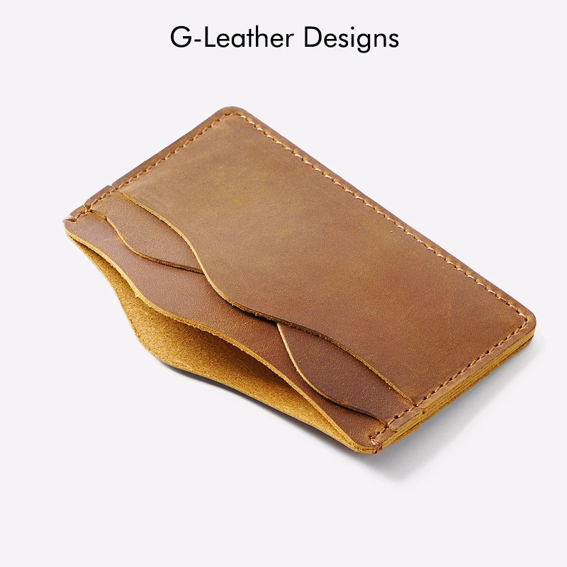 Luxury Genuine Leather Credit Card Holder Crazy Horse Leather Card Wallet ID Case With 5 Slots Wedding Birthday Gift