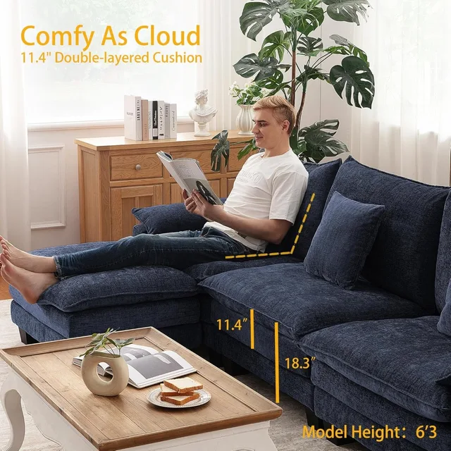 L-Shaped Cloud Sectional Sofa 4