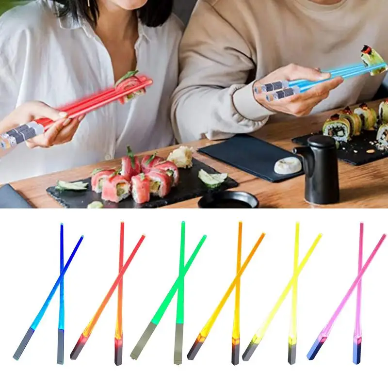 Lightsaber LED Luminous Chopsticks Glowing Light Up Chop Sticks Home Kitchen Dinner Luminous Reusable Tableware StarWar Theme