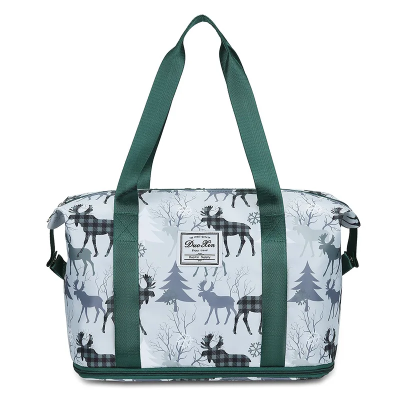 New Fashion Travel Bags For Women Large Capacity Waterproof Luggage Dry And Wet Weekend Travel Handbag Foldable Storage Oxford