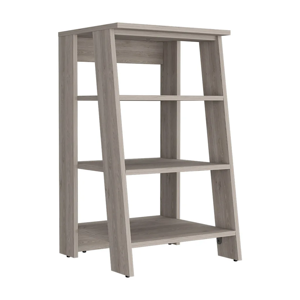 Linen Cabinet Jenne, Four Open Shelves, Light Gray Finish 4