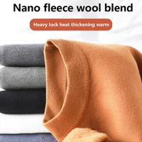 Woolen sweater Men's half-turtleneck winter woolen padded sweater with woolen padded warm bottom sweater 1
