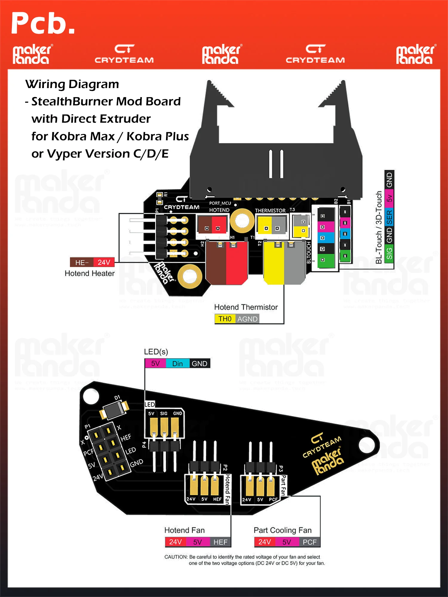 Makerpanda Stealthburner Toolhead Board Pcb para Anycubic Vyper ou Kobra Max ou Kobra Além Disso Modificação Alimentado por Crydteam - Imagem 4