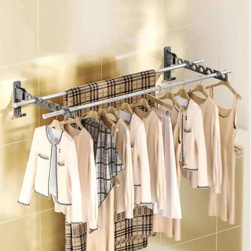 180&deg; Adjustable Clothes Drying Rack Wall Mounted Aluminum Alloy