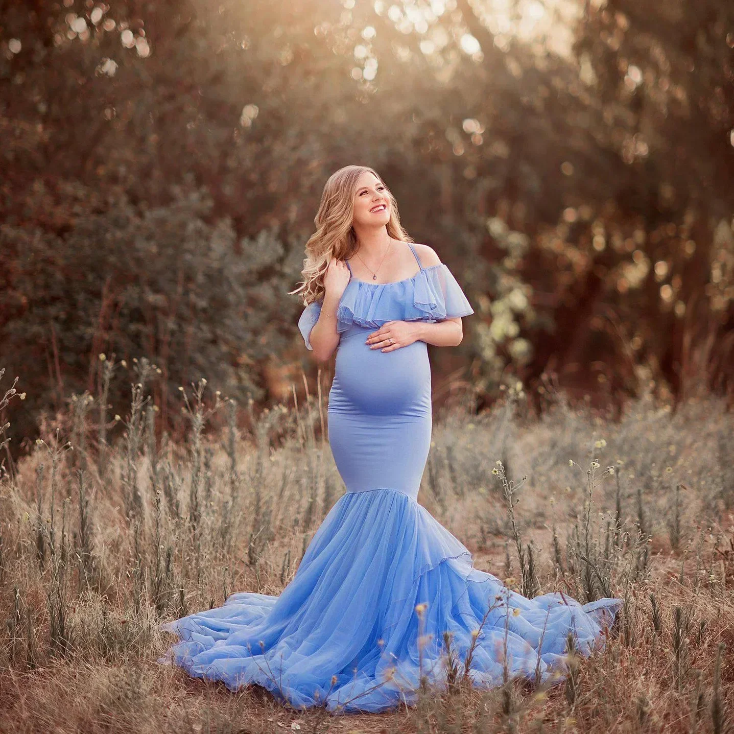 

Women Maternity Party Dresses Photo Shoot Pregnant Women Pregnancy Dress Photography Props Sexy Off Shoulder Maxi Maternity Gown