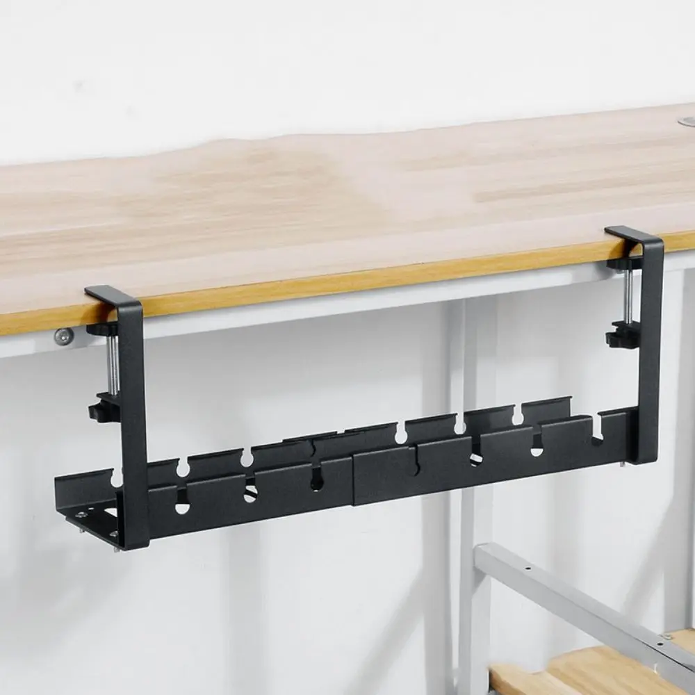 책상 아래 케이블 정리 트레이, 드릴링 없이 설치 가능, 고하중 조절식 책상 아래 케이블 선반, 공간 절약형 견고한 금속 케이블 트레이