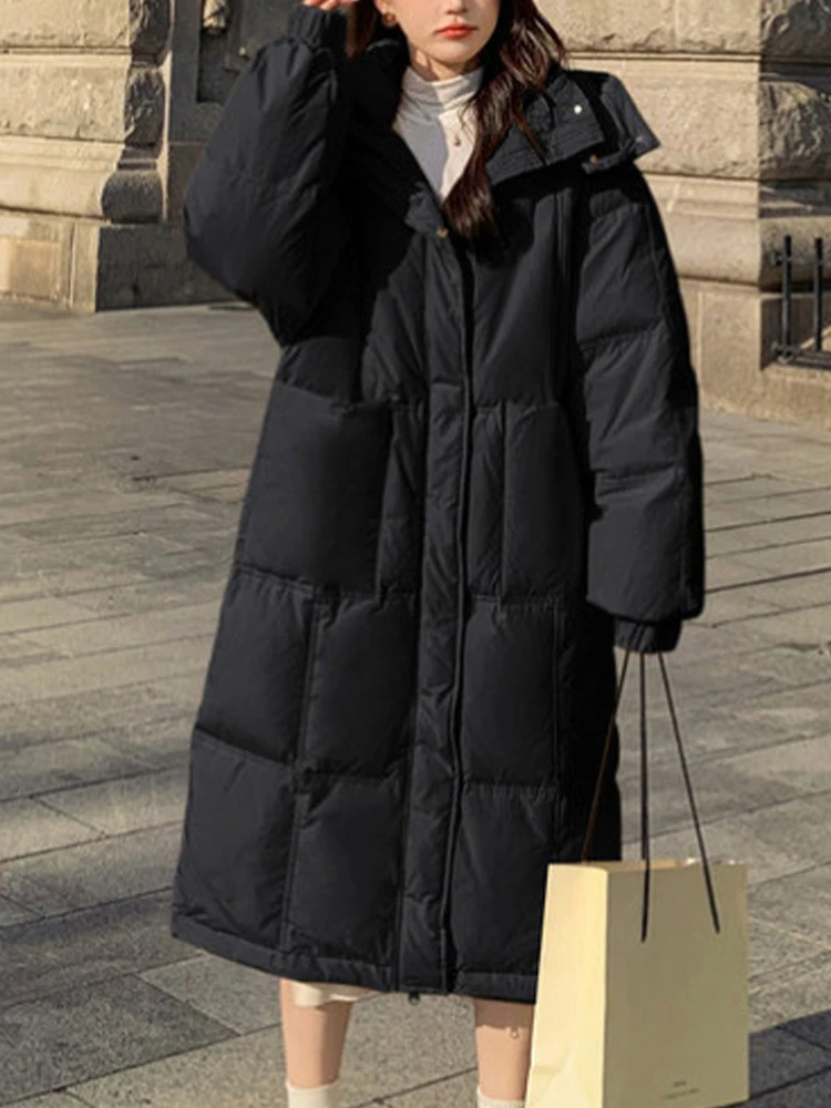 Luxury black down jacket woman oversize parka stand collar pockets Casual Vest