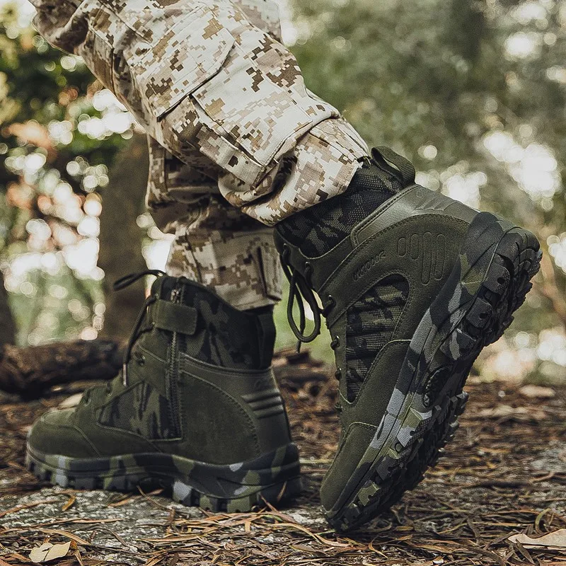 STRONGSHEN Men Hiking Boot Winter Outdoor Shoes Non Slip Special Force Desert Tactical Combat Ankle Boots Man Shoes Plus Size