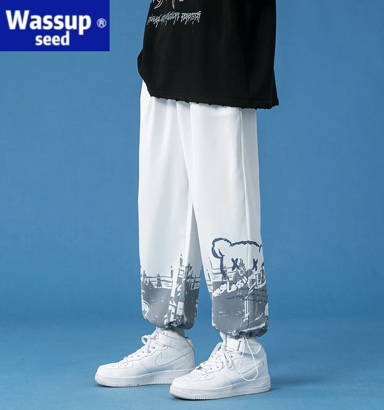 

Wassup American Style SportS Pants, Loose Fitting Leggings, Men's Spring Autumn Trend Style, Ruffled And Handsome Korean