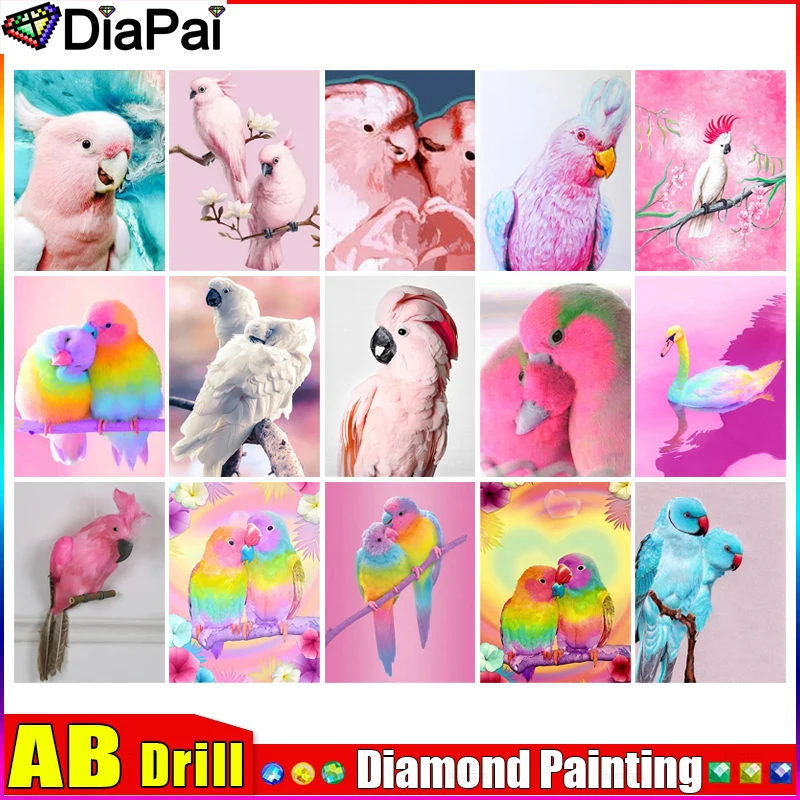 

Алмазная живопись DIAPAI AB 5D «сделай сам», «попугай, лебедь», полная вышивка из смолы, вышивка крестиком, украшение для дома