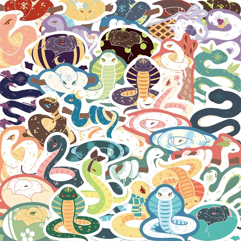 10/30/50PCS Colorful Cartoon Snake Decoration Scrapbooking Accessories PVC Sticker Aesthetic Stationery School Supplies for Kids