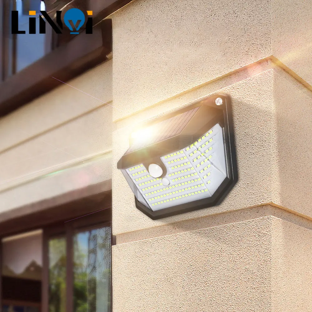 

Hot Sale Solar Garden Light Decoration Triangle Body Sensor Wall Light Villa Lighting 178LED Triangle Street Light