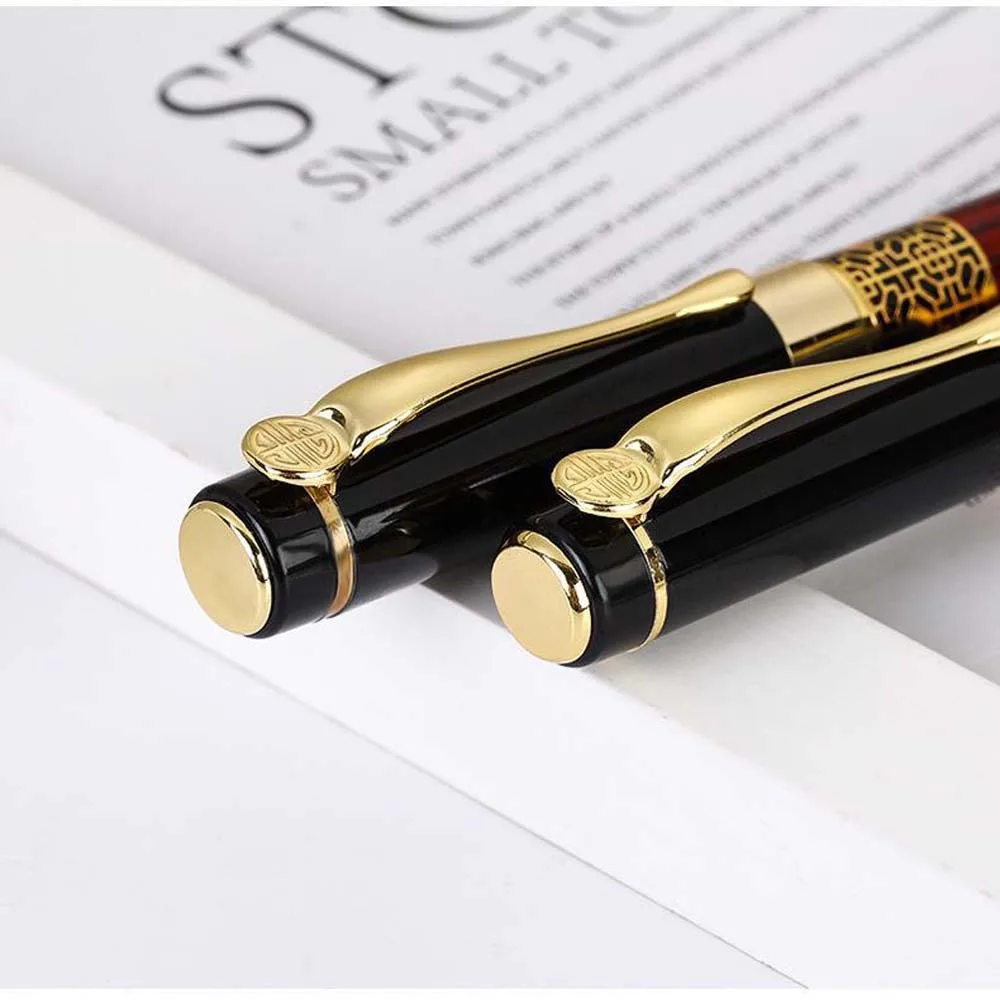 Wood Grain Pen Suitable For Business Signature Student Calligraphy Gift Office With 10 Blue Ink Bags