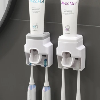 Dispenser automatico di dentifricio da 1 pz montaggio a parete creativo e spremiagrumi portaspazzolino piccolo per bagno doccia familiare 1