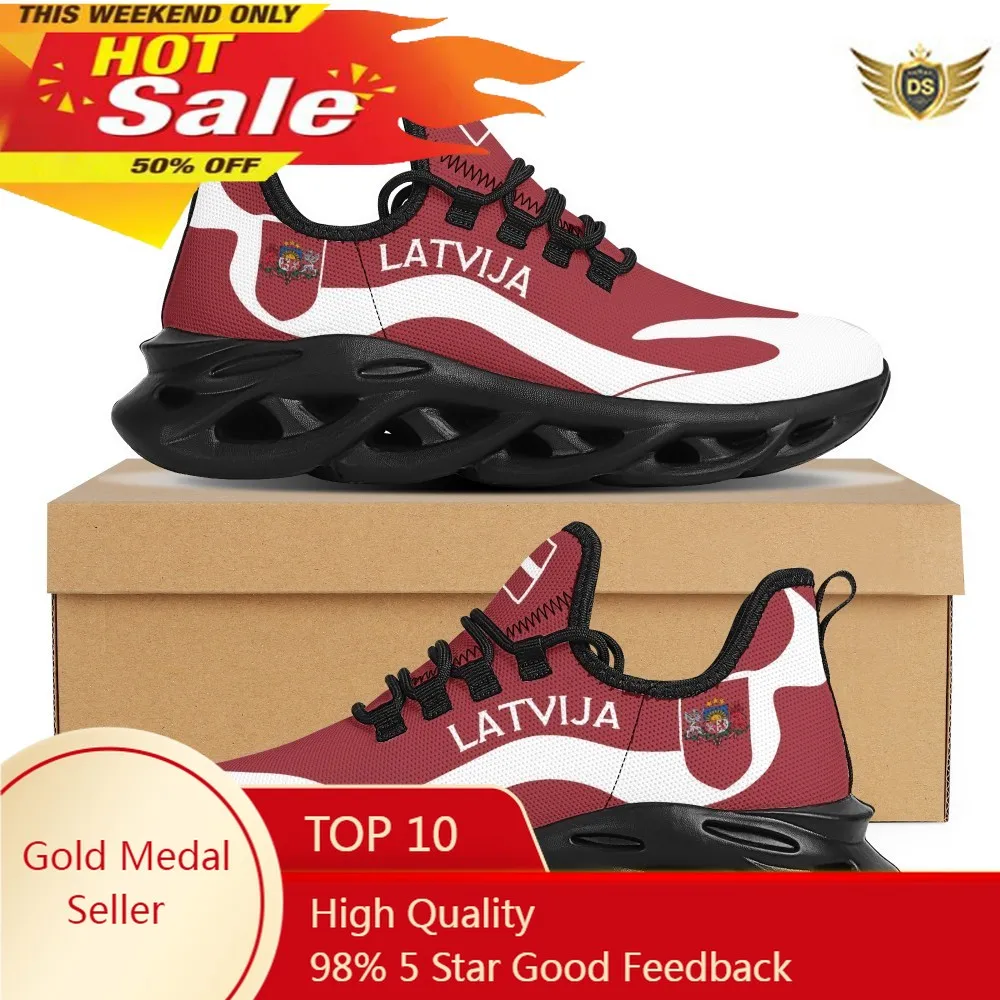 

Latvija Flag Print Retro Red Sneakers Fashion Brand Designer Basketball Shoes Men Explosive Lace-up Running Shoes
