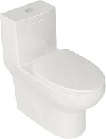 One Piece Toilet with White Button12'' Rough-In Standard Bathroom Toilet Dual Flush 0.8/1.28 GPF Elongated Toilet with Soft 2