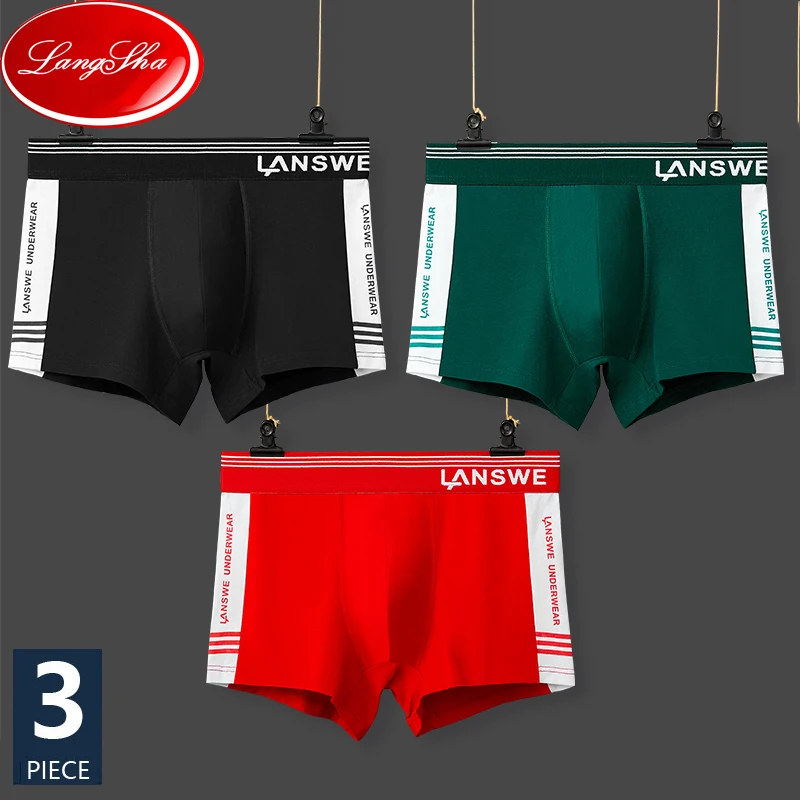LANGSHA 3Pcs/Set Pure Cotton Boxer Mens Underwear Breathable Men Underpants Male Pure Men Panties Shorts Soft Boxer Shorts 2