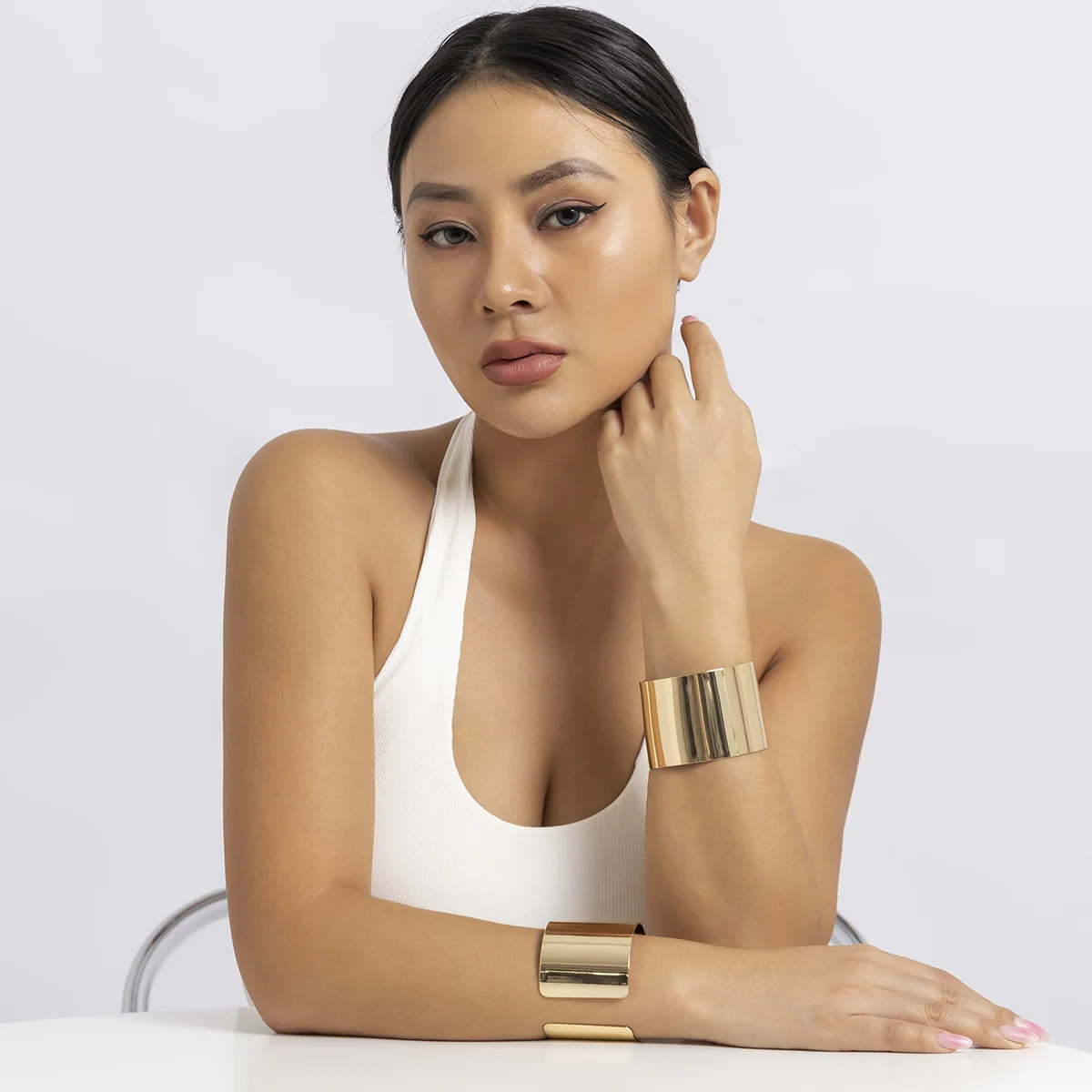 Exaggerate Punk Gold Silver Color Metal Cuff Bangles For Women Bangle Bracelet Vintage Boho Fashion Wide Bangle Jewelry