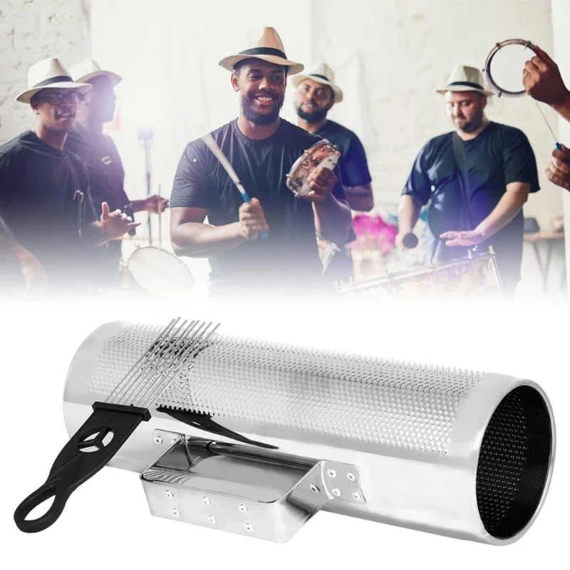 Metal Guiro Shaker Percussion Guiro Instrument with Scraper Early Learning Musical Toy Latin Instruments Enduring
