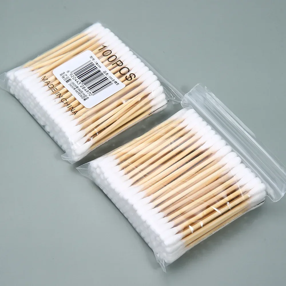 100Pcs/lot Cotton Swabs Double Head  Nose Ears Cleaning Women Make Up Cotton Buds Tip for Wood Sticks Health Care Tools Hot Sale