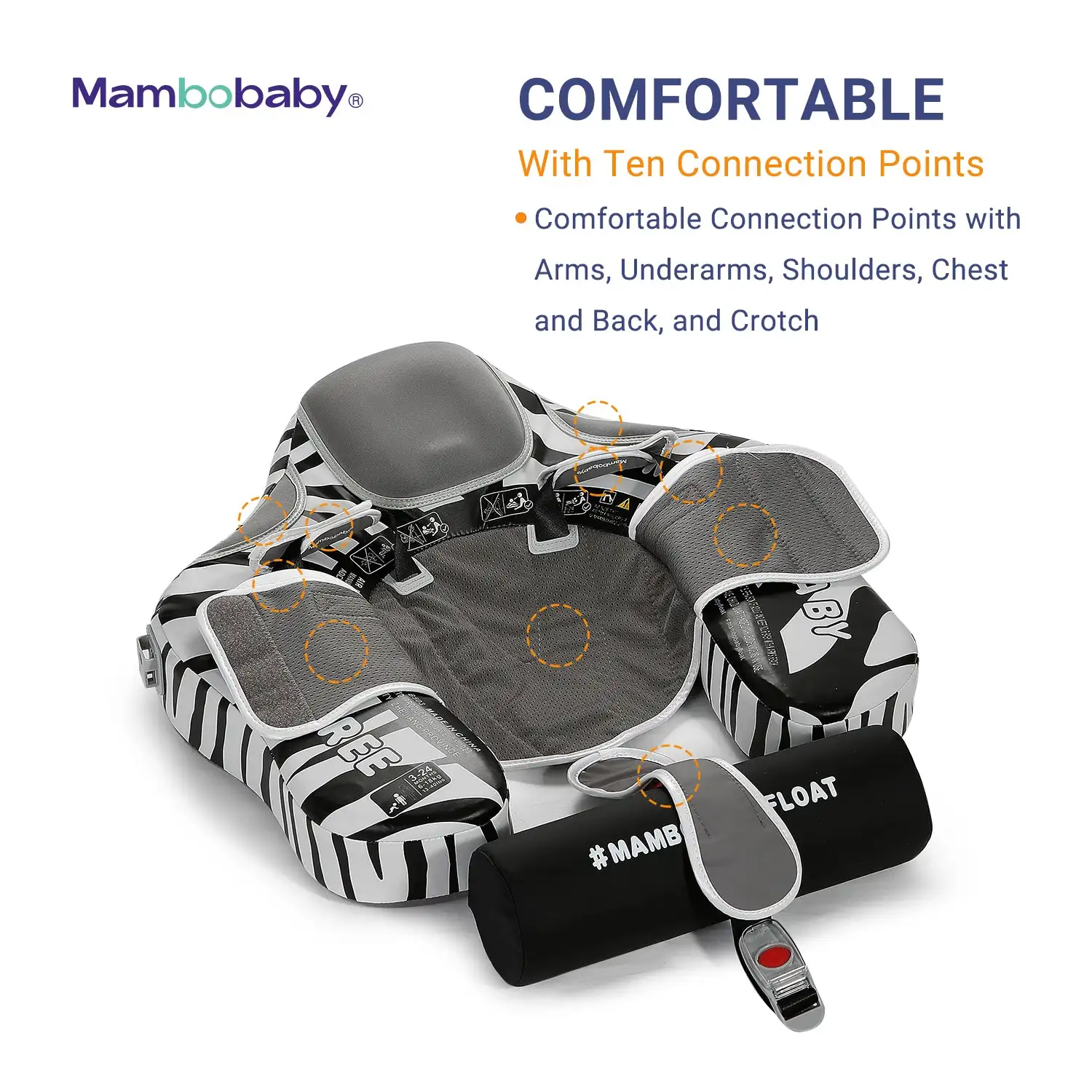 Mambobaby Baby Swimming Float With Umbrella For Infant Non-Inflatable Pool Accessories Water Game Floaties Toys Boys Girls 4