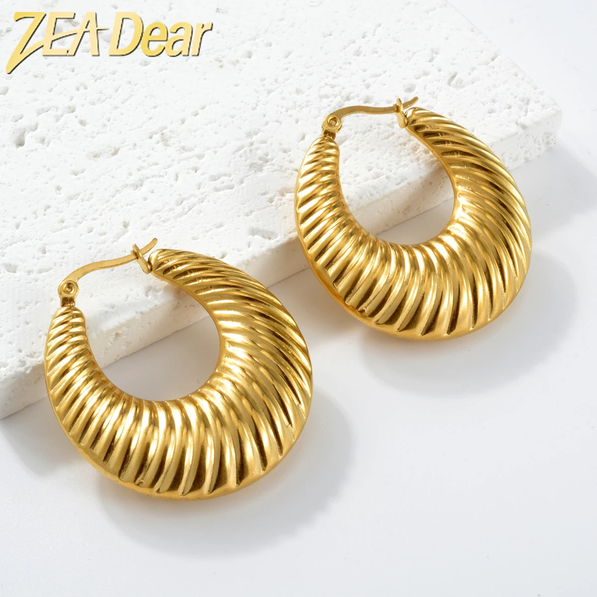 

ZEADear Punk Jewelry Gold Color Round Circle Hanging Earring Stainless Steel Piercing Earring For Women Fashion Party Gift