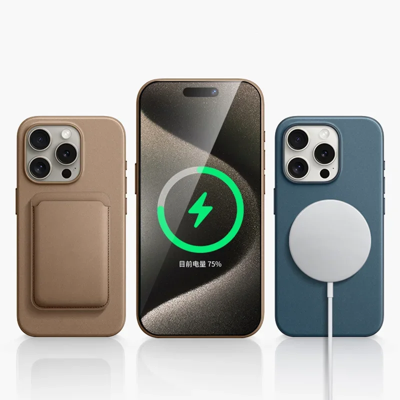기존 Apple 15 Pro 케이스 FineWoven Magsafe 케이스 iPhone 15 Pro Max 15 Plus 케이스 무선 충전 자기 보호 커버