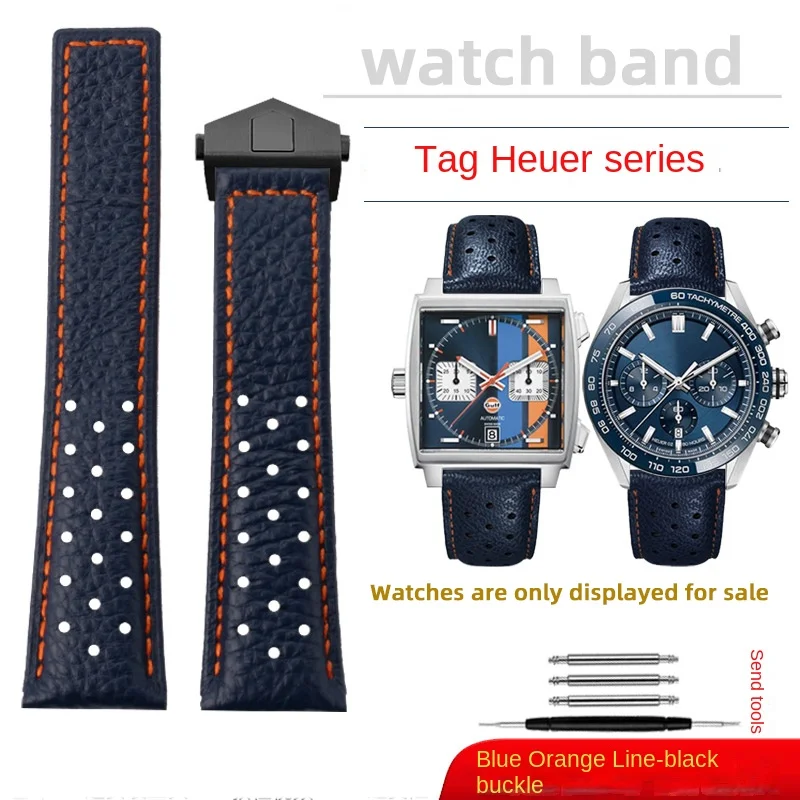 Premium 22mm Breathable Cowhide Leather Men's Watch Strap