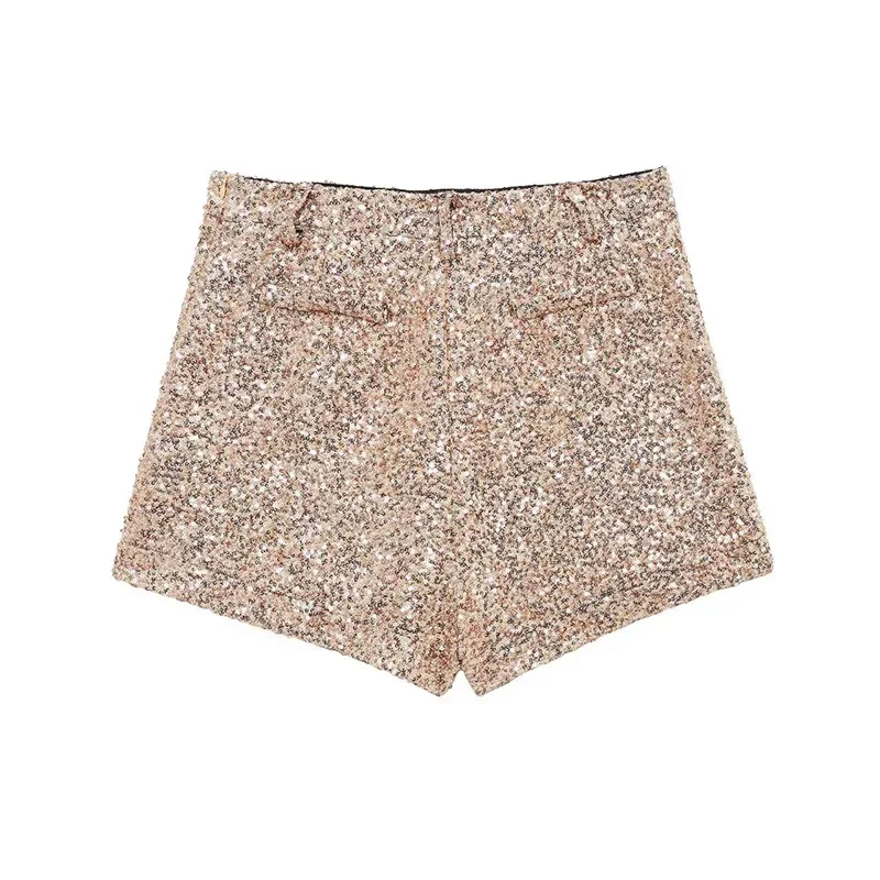 Y2K Sequin High Waist Shorts Women Fashion Lady Solid Shiny All-matching Short Pant 2025 Spring Summer Female Glitter Streetwear