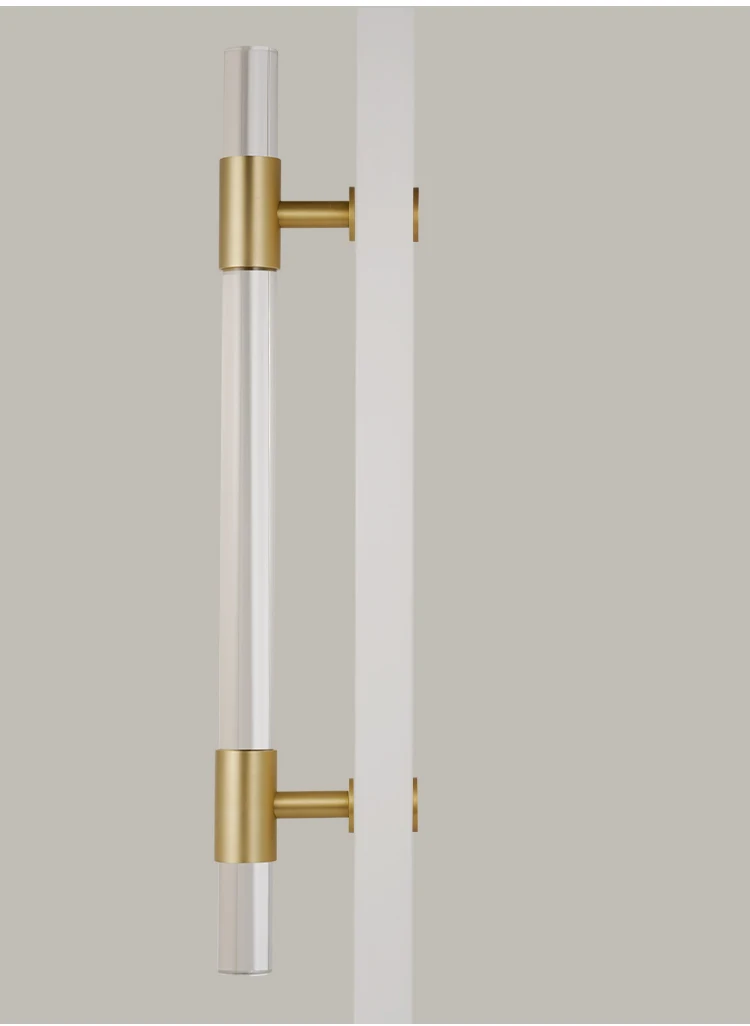 Dooroom Messing-Acryl-Türgriffe, transparent, Doppeltür, Tür, Duschraum, einseitig, doppelseitig, mattgoldfarben – Detail 7