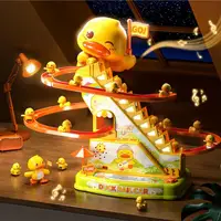 Audible and Visual Little Duck Climbing Stairs Children Electric Track Music Little Yellow Duck Sliding Slide Toys 1