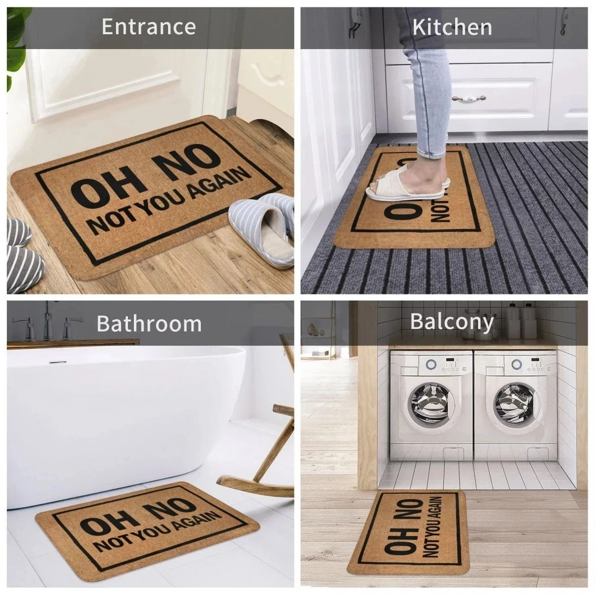 Funny Door Mat Oh No Not You Again Entrance Doormat Flannel Bath Mat Anti-Slip Welcome Mats for Home Kitchen Washable Indoor Mat 5