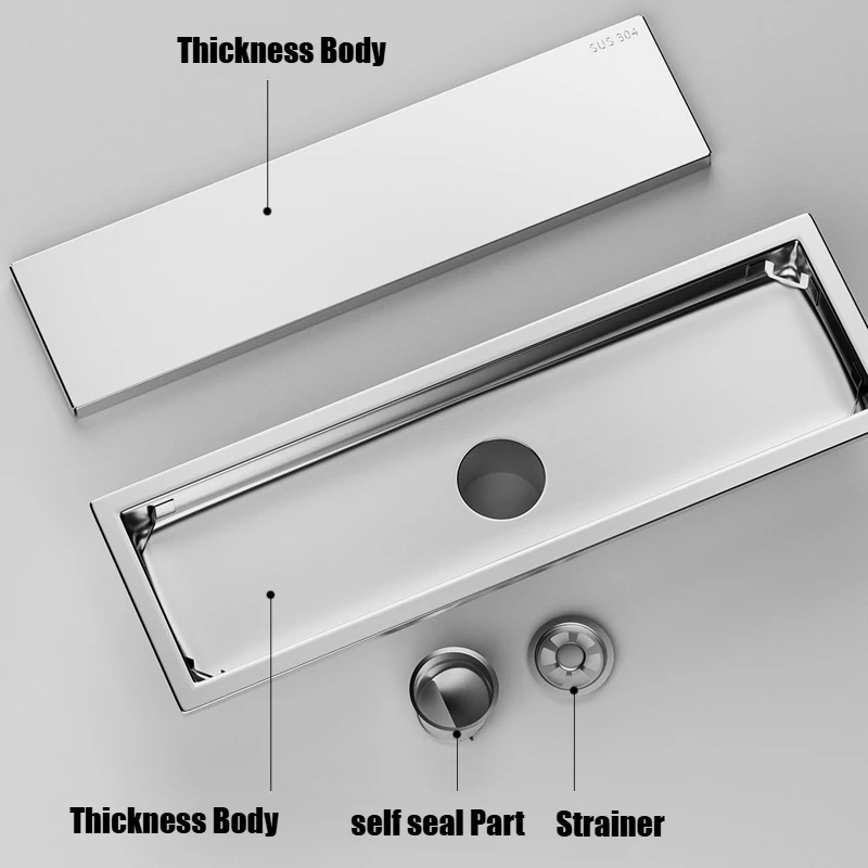 Floor Drain 20/30/40/50cm Stainless Steel Bathroom Shower gutters Gold Black Invisible Tile Floor Drains floor drain,shower drain