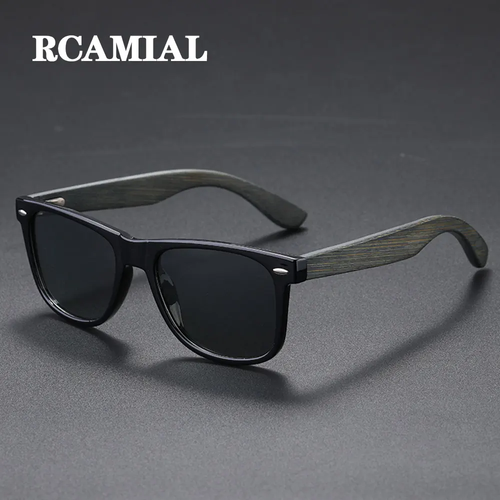 

RCAMIAL Sunglasses Polarized Lens UV400 Natural Bamboo Handmade Wood Frame Vintage Eyewear Oculos for Men Women 61622