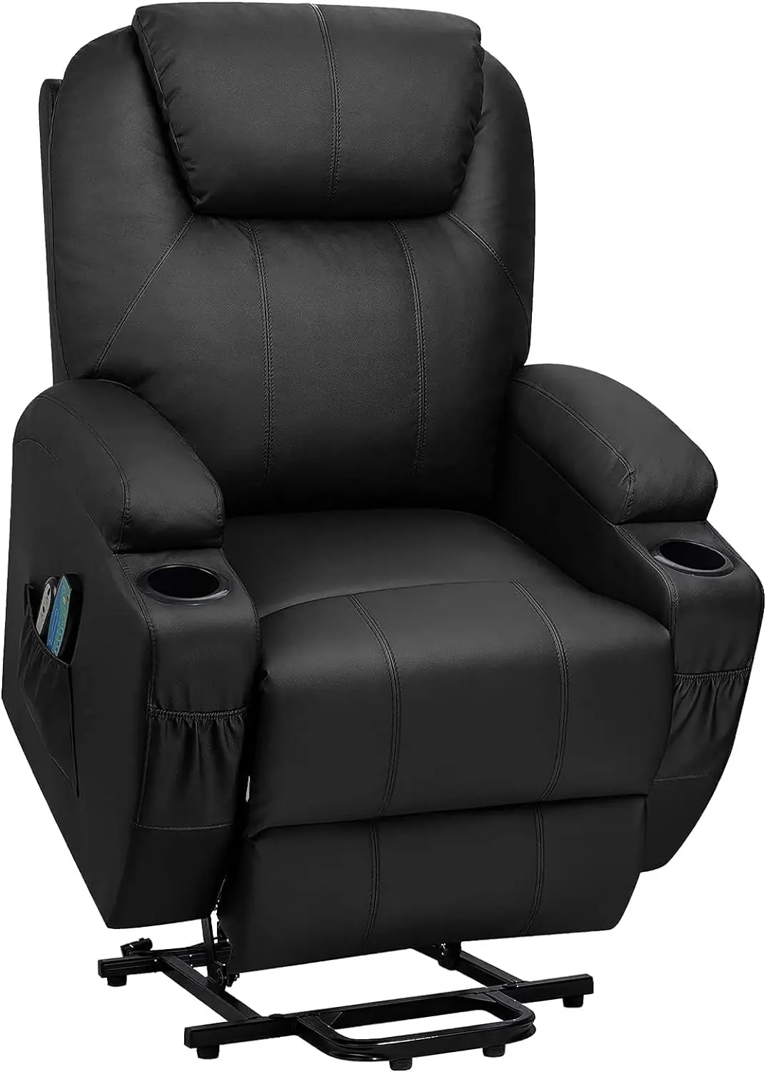 

Power Lift Recliner Chair PU Leather w/Massage &Heating,Ergonomic Lounge Chair Classic Single Sofa w/2 Cup Holders Side Pockets