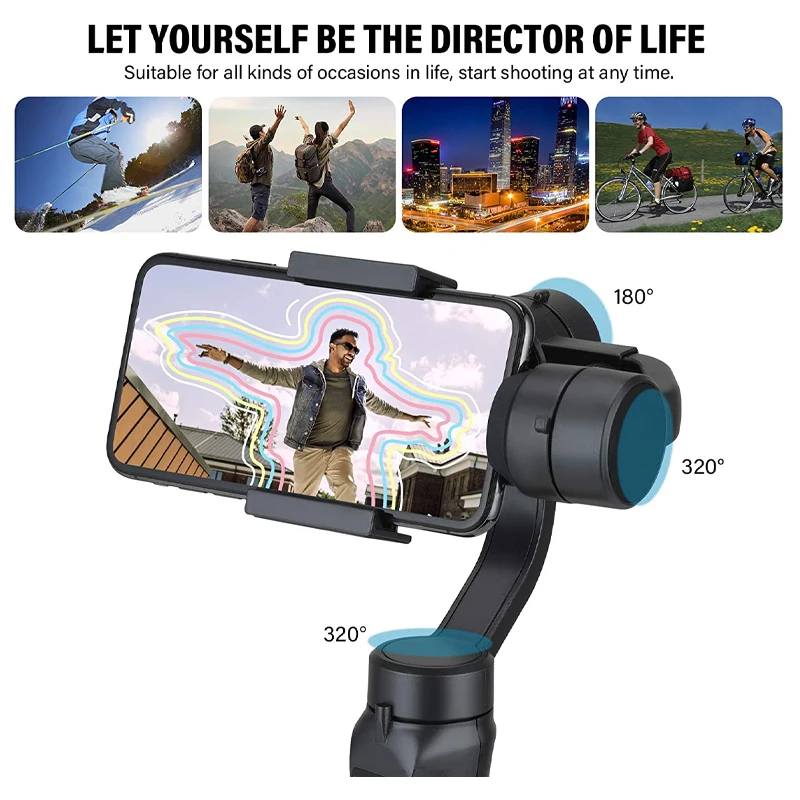 

F6 Anti Shake Handheld Pan Tilt 3-Axis Stabilizer Short Video Shooting Stability Selfie For IPhone 14 Pro /Xiaomi/Huawei/Samsung
