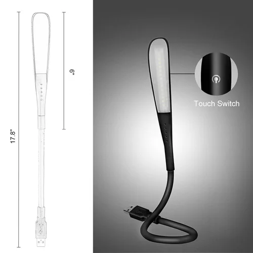 미니 휴대용 USB LED 조명 터치 센서, 조도 조절 테이블 책상 램프, 보조베터리 캠핑 PC 노트북 책 야간 조명 4