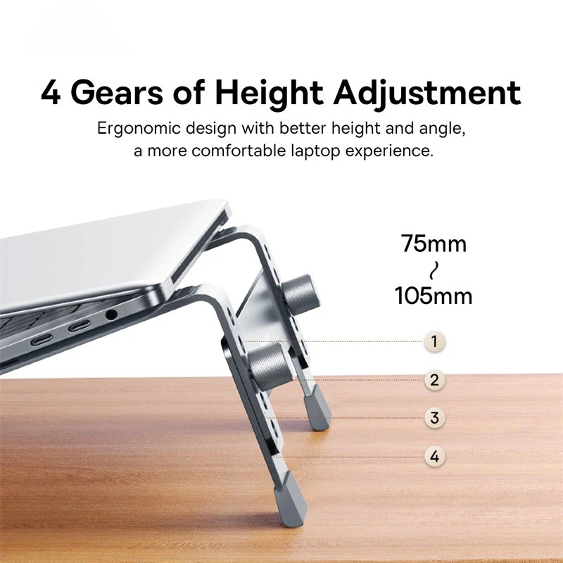 Baseus-alumínio Liga Laptop Stand Suporte Vertical Ajustável para Notebook Engrenagens Macbook Air Pro 17 in - Imagem 5