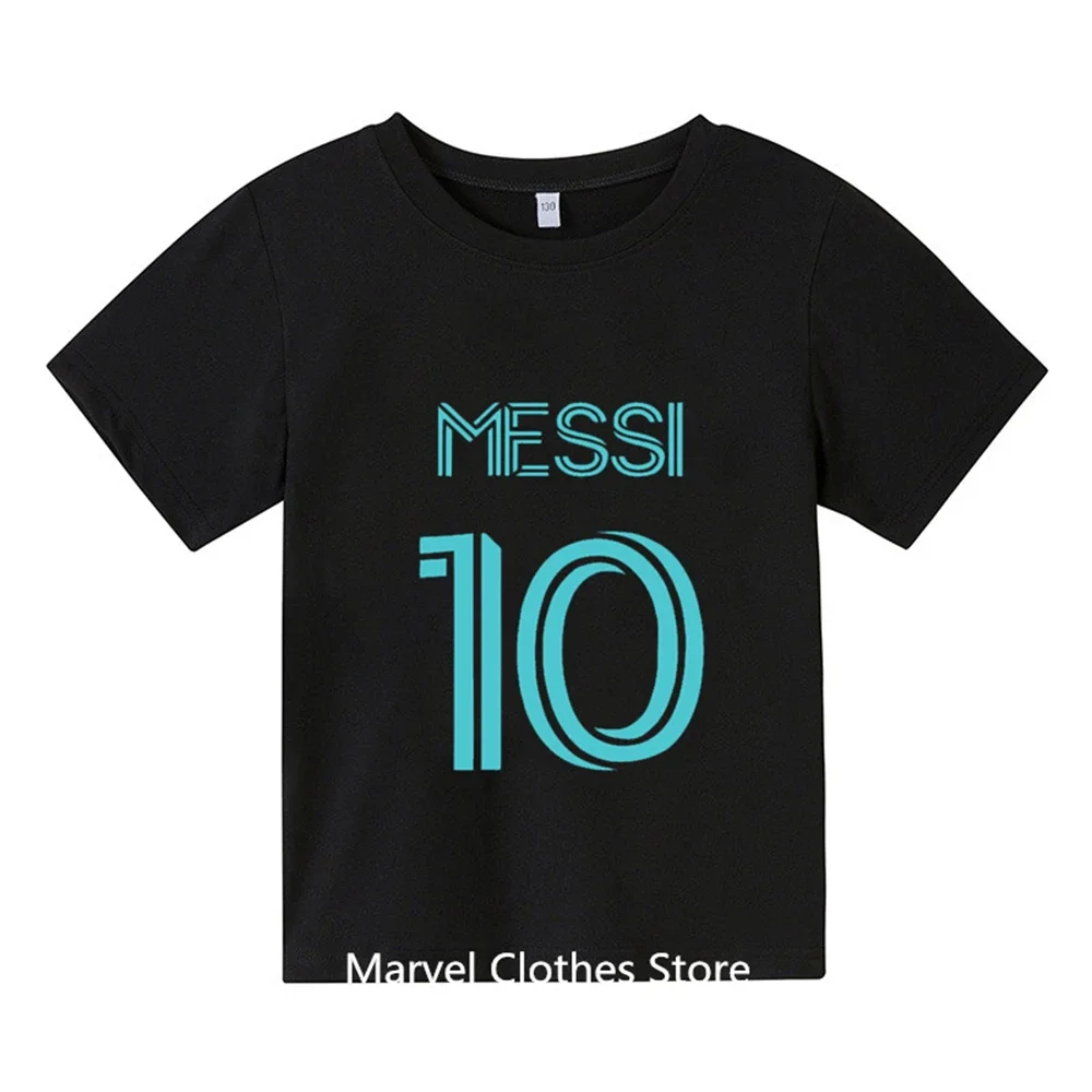 

2024 New Messi Tshirt Kids football jersey children's clothing children's summer short-sleeved T-shirt casual tops