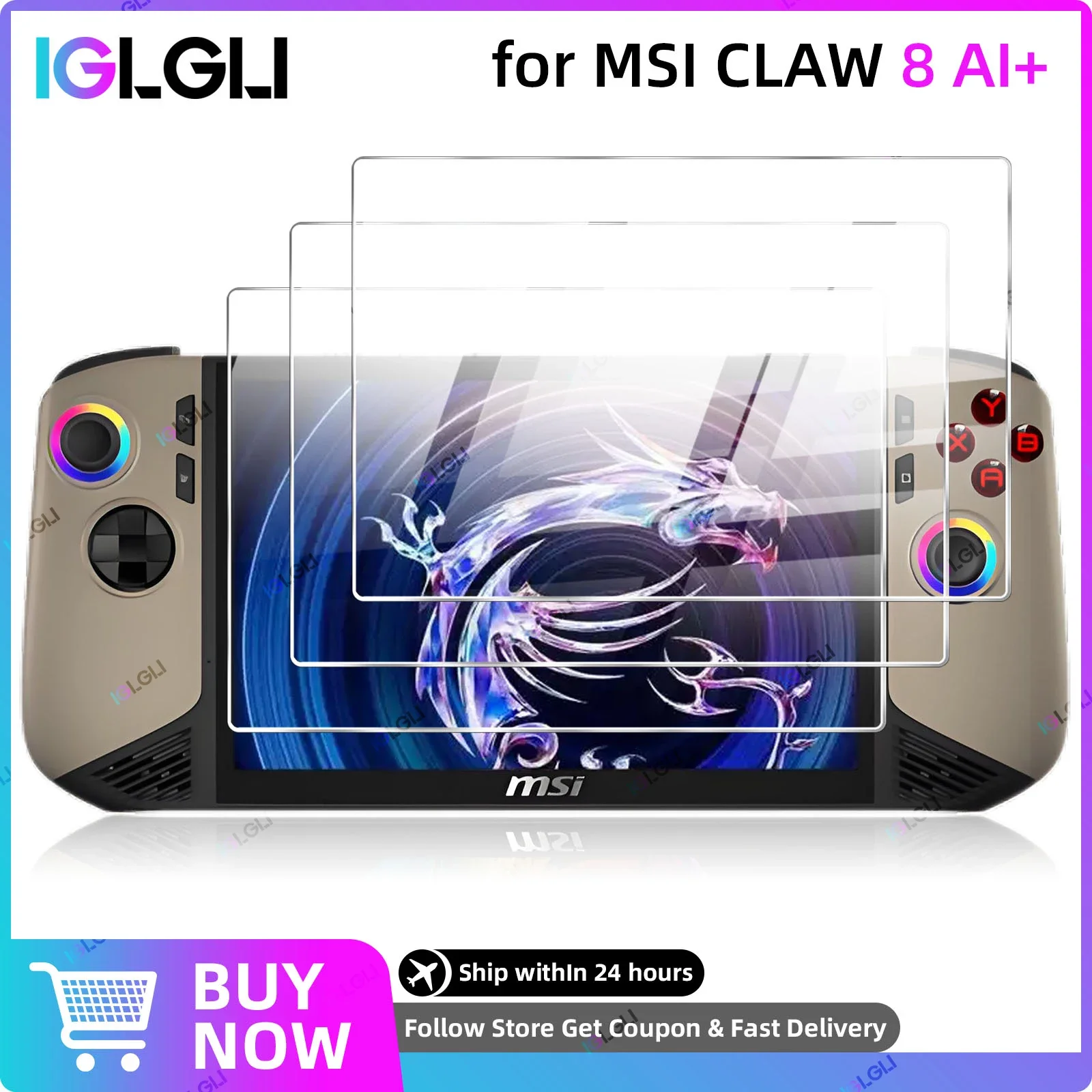 9H Tempered Glass for MSI CLAW 8 AI+ Screen Protector for MSI CLAW 8 AI+ Protective Film Anti-Scratch Gaming Machine Accessories