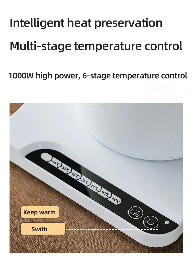 Description Picture 5 of item1000ml Gooseneck Electric Kettle Hand Brewing Coffee Pot Smart Temperature Control Teapot Slender Mouth Pot Boil Water Jug 220V