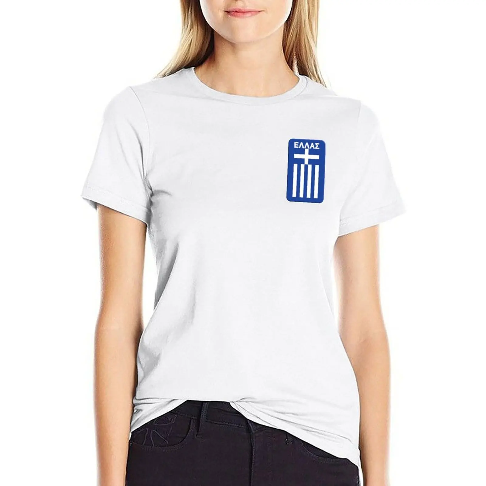 

Hellas - Greek Flag Crest Sports Emblem T-shirt plus size tops summer top womans clothing