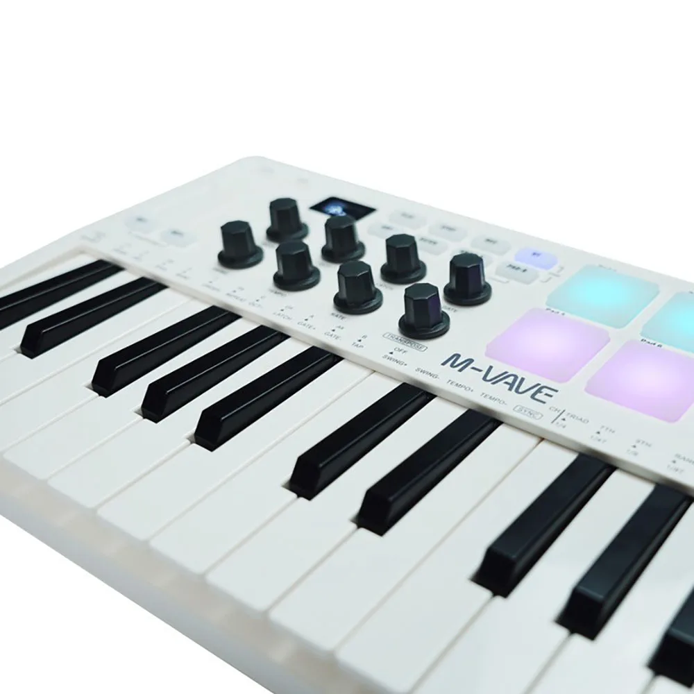 25-Key USB MIDI Controller 8 RGB Drum Pads Bluetooth Backlit Trigger Pads SMK25 Midi Keyboard Controller 6.35mm Pedal M-VAVE
