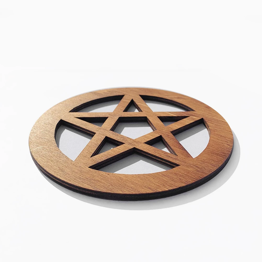 Ornament Crafts Wooden Figurine Crafts Resin Crafts 12CM Wooden Sacrificial Altar Pentagram Witchcraft Ceremonial Ornament Board