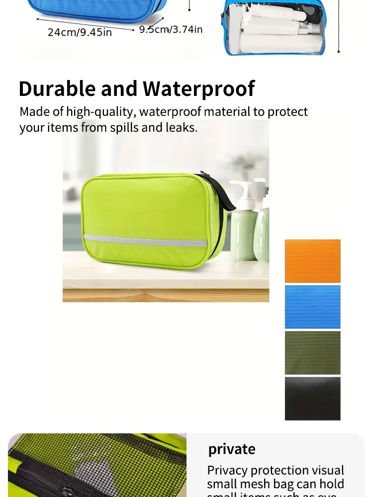 Description Picture 5 of item1Pc Three in One Travel Wash Bag Portable Hanging Storage Bag Nylon Waterproof Dry Wet Separation Cosmetic Wash Supplies Storage