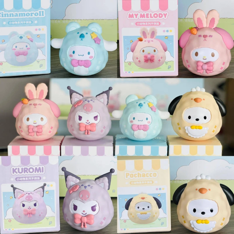 

New Genuine Authorized Sanrio Family Small Animal Kuromi Mymelody Pachacco Cinnamoroll Cute Tumbler Open Box Desktop Ornaments