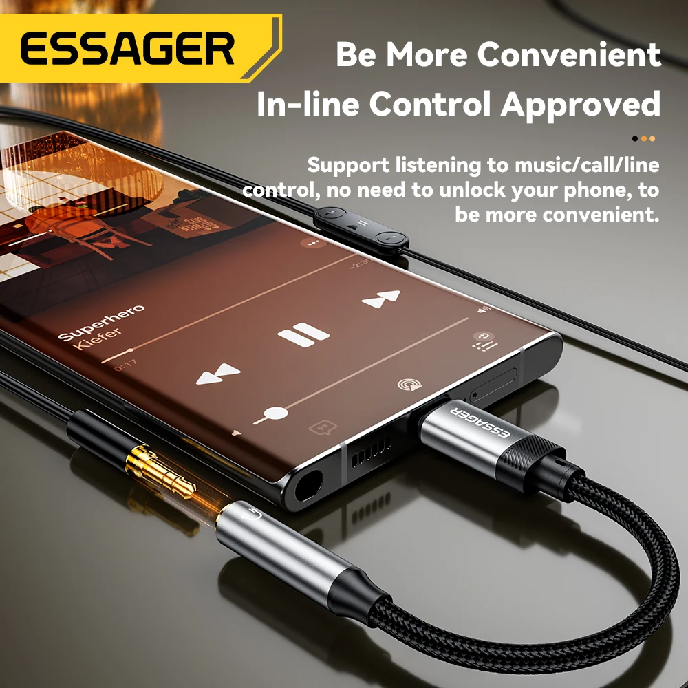 Essager نوع C إلى 3.5 مللي متر محول الصوت USB C كا...